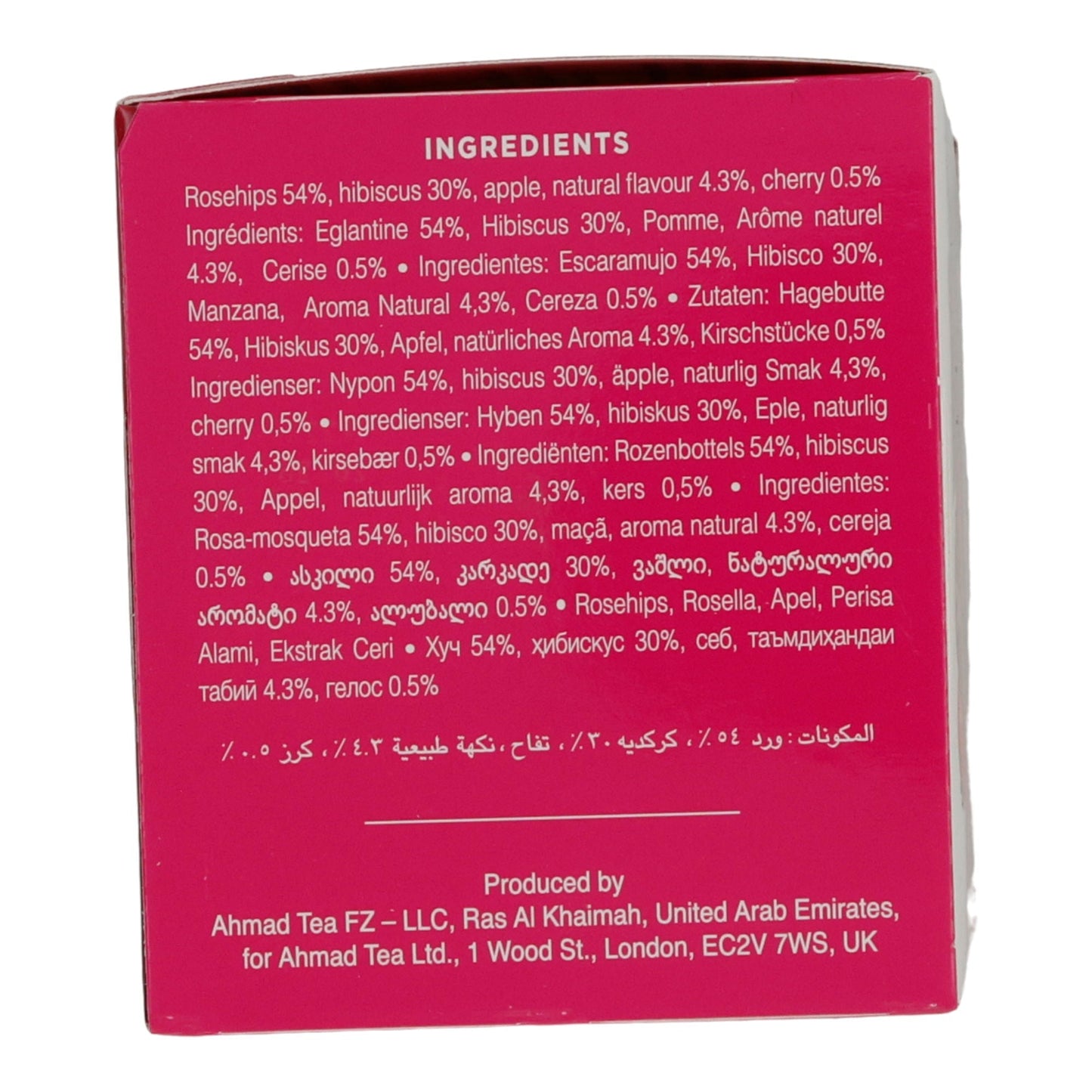 Früchtetee Ahmad Tea | Rosehip, Hibiscus & Cherry | Fruchtige Kräuterinfusion mit Hagebutte, Hibiskus und Kirsche | 20 Teebeutel AHMAD TEA