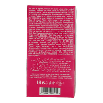 Früchtetee Ahmad Tea | Rosehip, Hibiscus & Cherry | Fruchtige Kräuterinfusion mit Hagebutte, Hibiskus und Kirsche | 20 Teebeutel AHMAD TEA