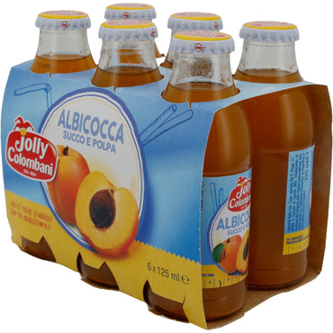 Succo di frutta Jolly Colombani | Succo e polpa di pesca | Succo di albicocca con polpa | 750 ml (6x125 ml)