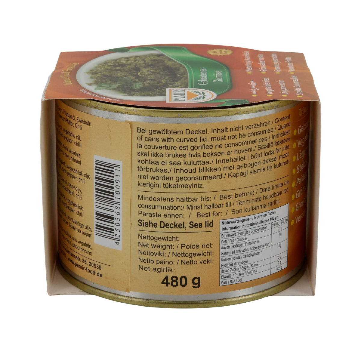 Gebratenes Gemüse Pamir | Würzig | Halal | 480 g Dose PAMIR