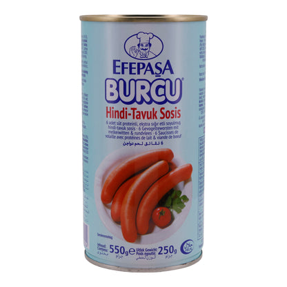 Geflügelworstjes Efepasa Burcu | Kalkoen-Kip Worst | Worstjes | 6 stuks, in eigen vel, met melkwei & rundvleesdeel | 550 g