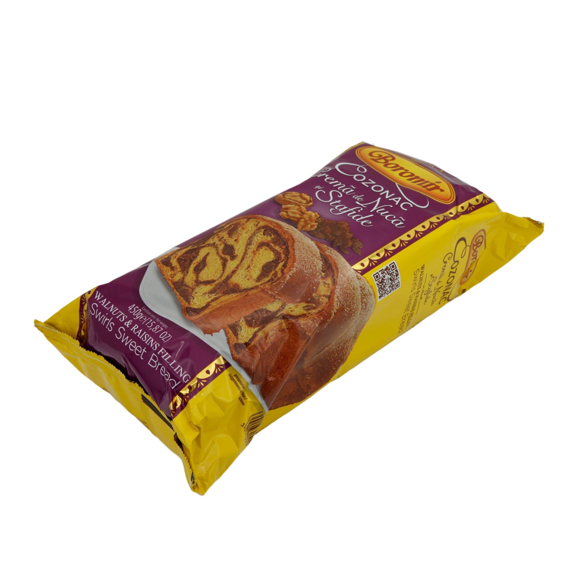 Gefülltes süßes Brot Boromir Cozonac Crema de Nuca și Stafide | Walnüsse & Rosinen | 450 g BOROMIR