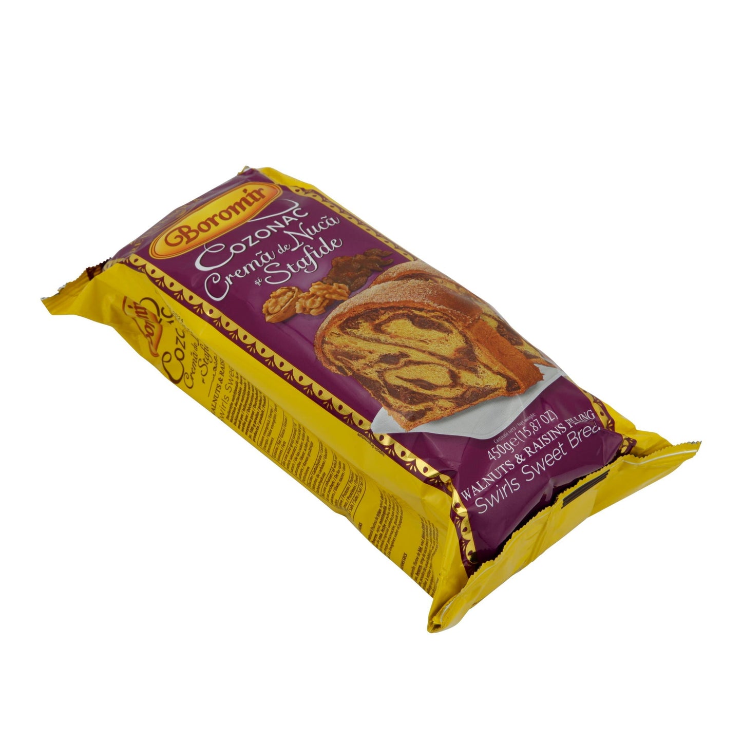 Gefülltes süßes Brot Boromir Cozonac Crema de Nuca și Stafide | Walnüsse & Rosinen | 450 g BOROMIR