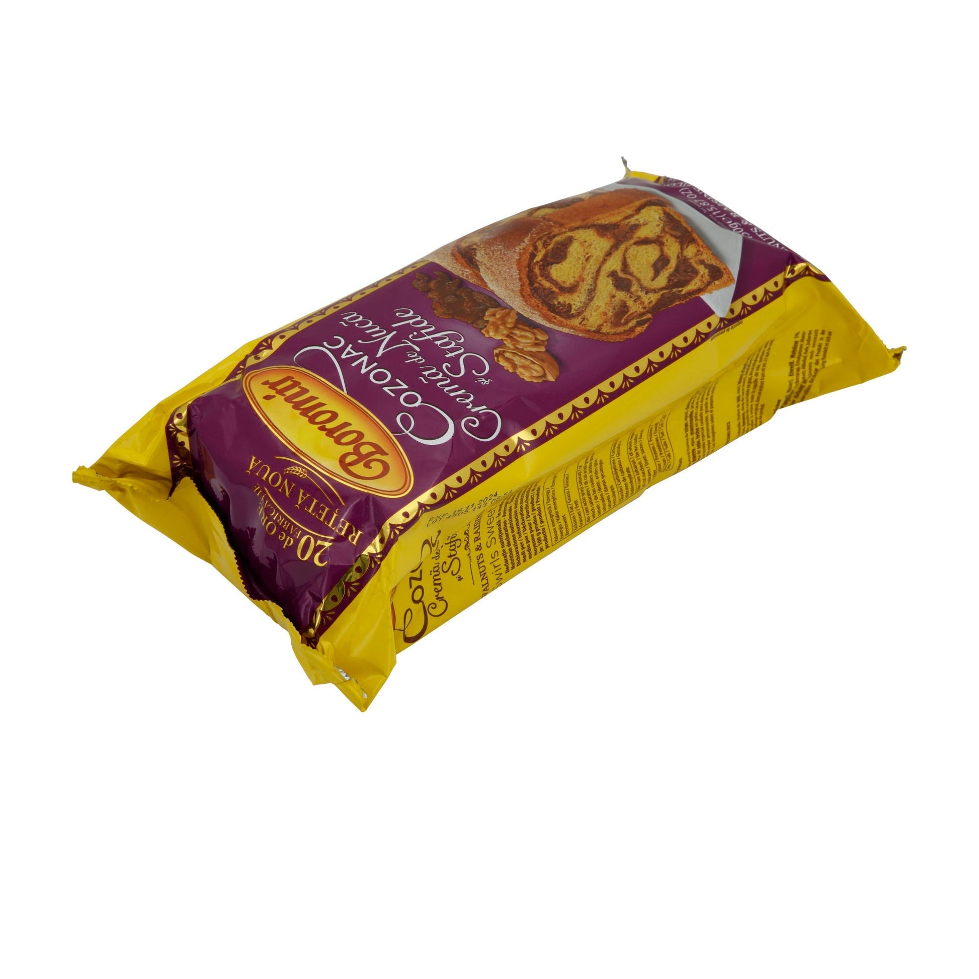 Gefülltes süßes Brot Boromir Cozonac Crema de Nuca și Stafide | Walnüsse & Rosinen | 450 g BOROMIR