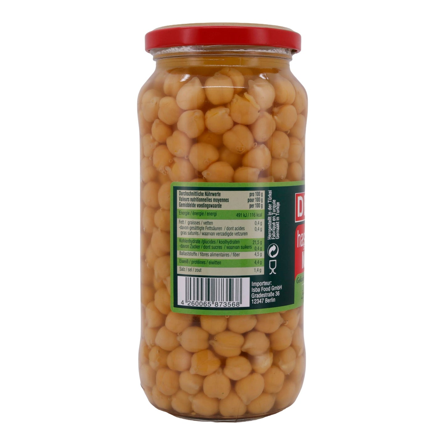 Gekochte kikkererwten Dere | In pekel | 580 g (uitgelekt gewicht 400 g)