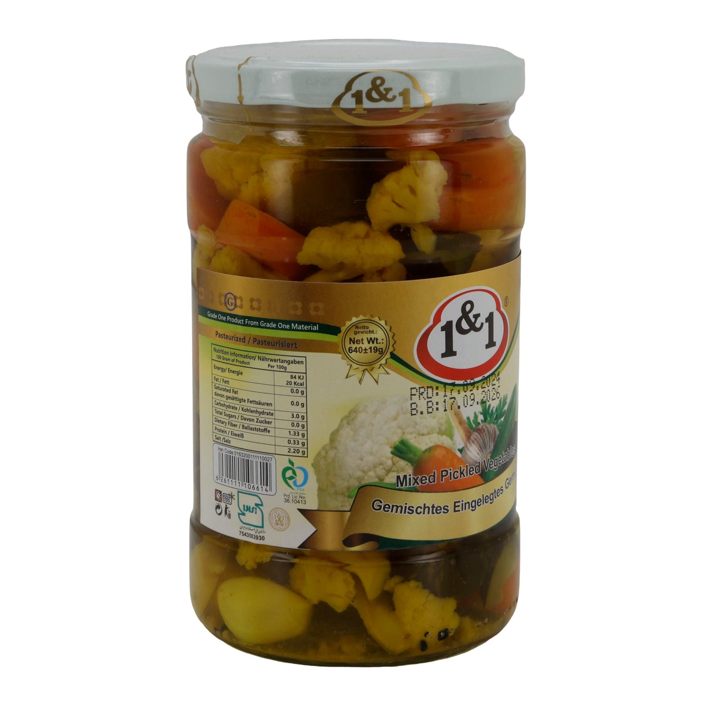 Gemischtes Gemüse 1&1 | Mixed Pickled Vegetables | Aromatisch eingelegt | 640 g - Taste Your World