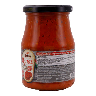 Pasta di verdure Natura | Ajvar piccante | Preparazione piccante di verdure con peperoni, pomodori e melanzane | Barattolo da 370 ml
