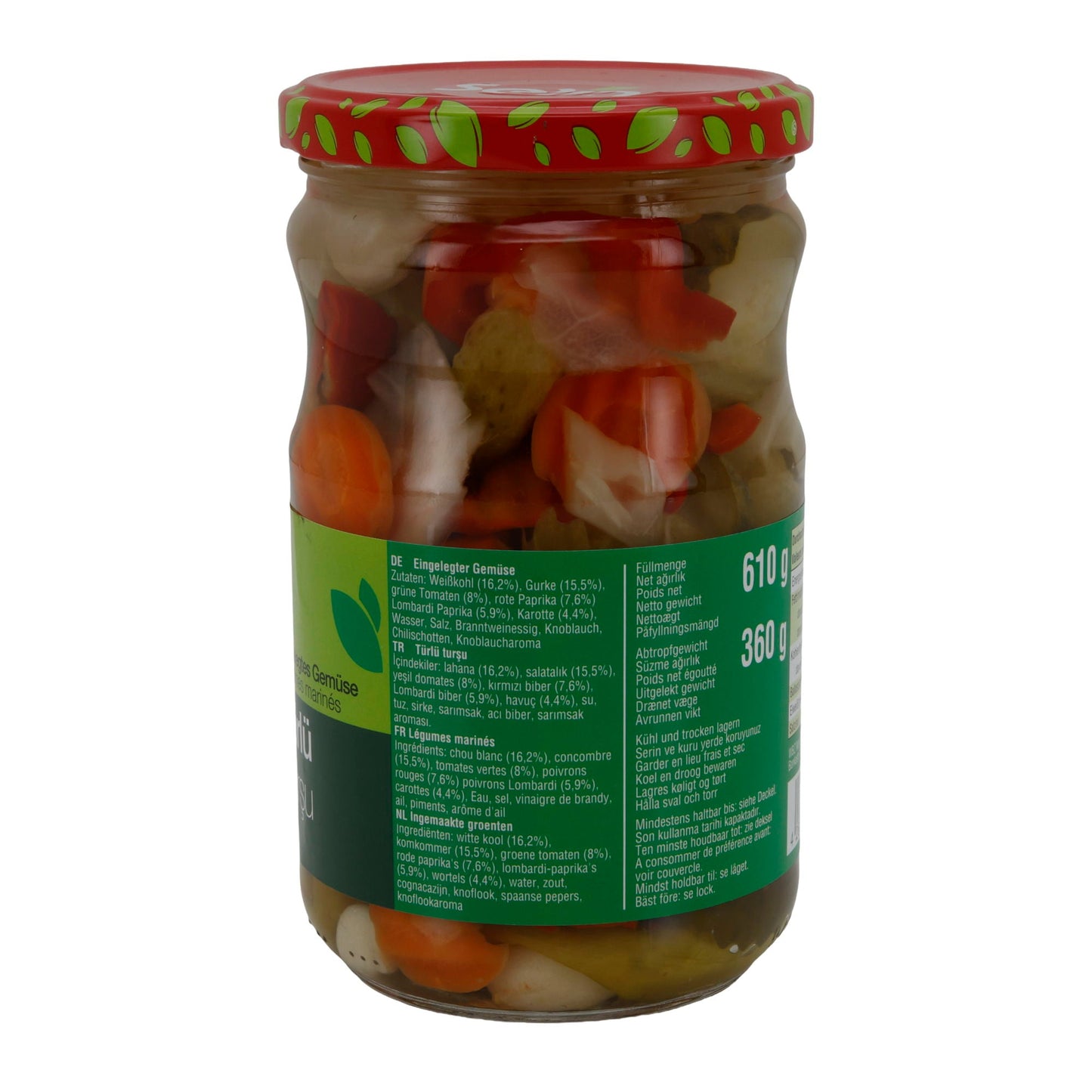 Groentevariëteit Selin Türlü Turşu | Ingelegde Groenten | Kleurrijke Variëteit voor Hartige Genot | 610 g Glas