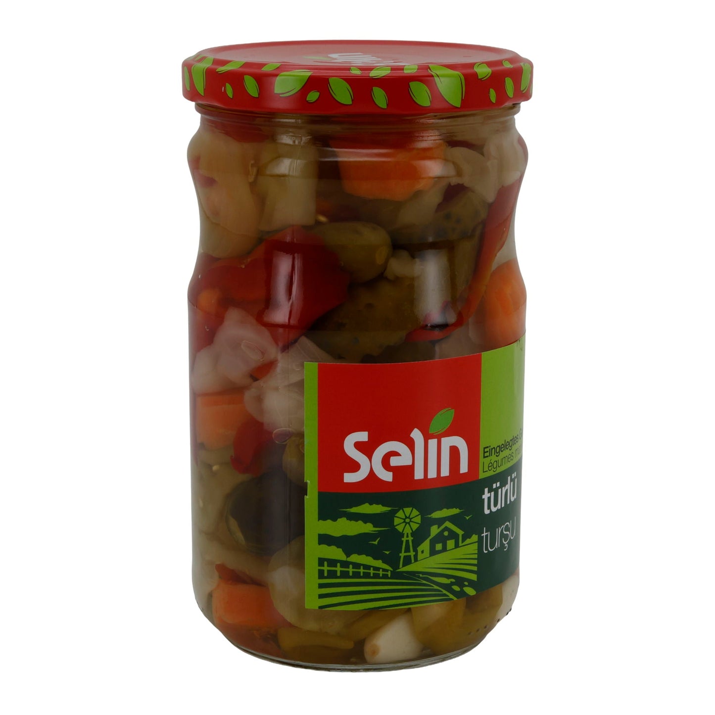 Groentevariëteit Selin Türlü Turşu | Ingelegde Groenten | Kleurrijke Variëteit voor Hartige Genot | 610 g Glas
