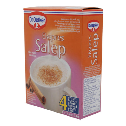 Polvere per bevande Dr. Oetker | Ekspres Salep | Miscela di polveri per bevande aromatizzate alla cannella | 4 x 13,5 g
