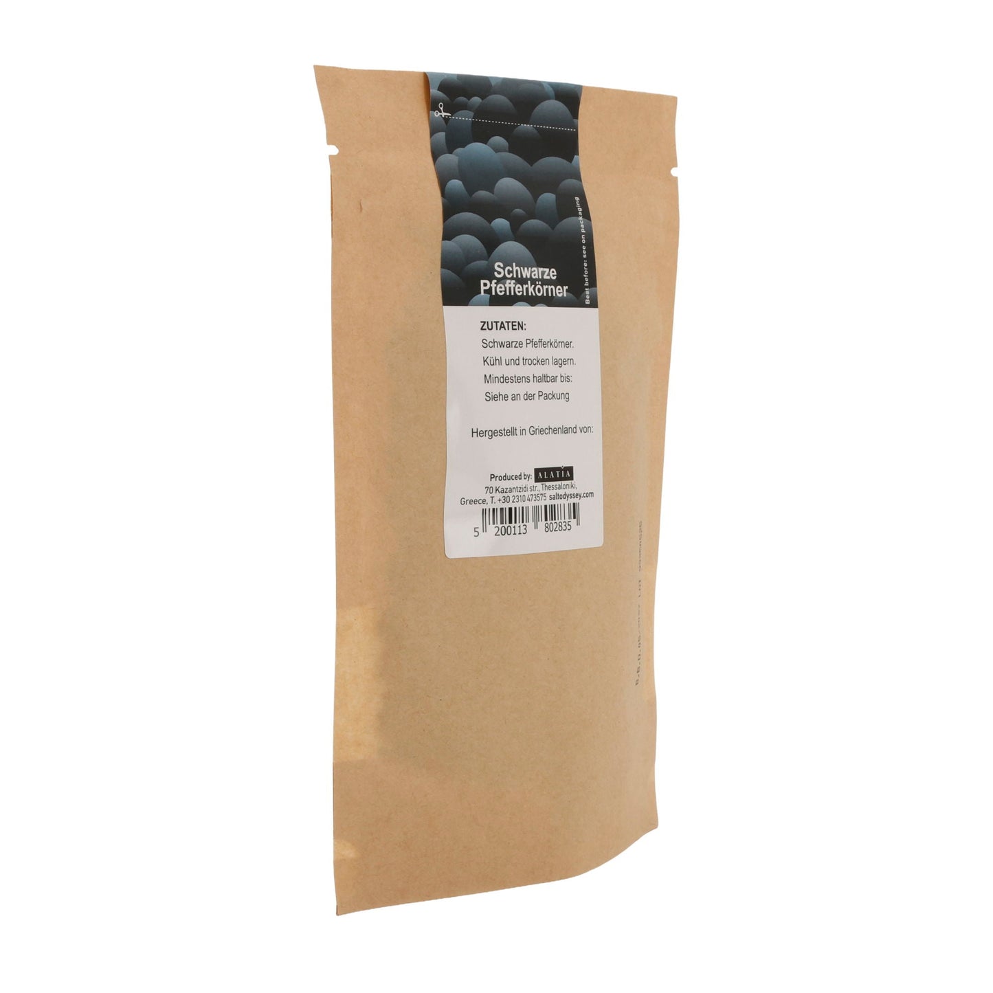 Gewürze Salt Odyssey | Schwarze Pfefferkörner Nachfüllpackung | 100 % Natur | 80 g