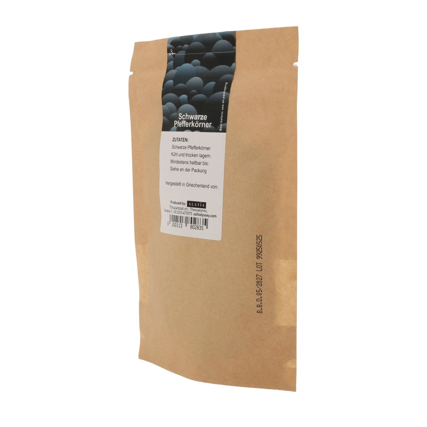 Gewürze Salt Odyssey | Schwarze Pfefferkörner Nachfüllpackung | 100 % Natur | 80 g