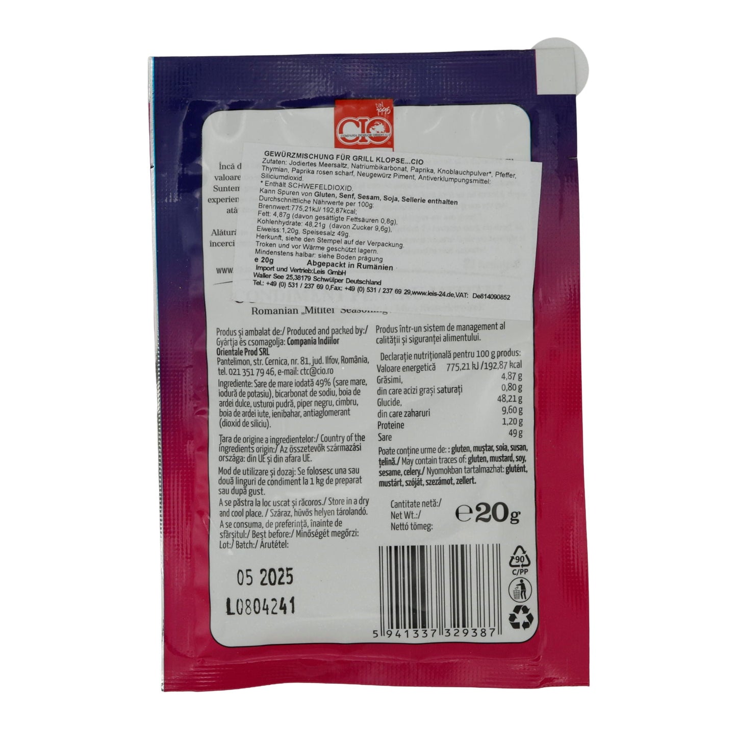 Kruidenmix voor Roemeense „Mititei“ Cio Condiment pentru Mititei | | 20 g