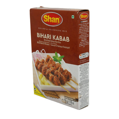 Kruidenmix Shan | Bihari Kabab Kruidenmix | BBQ-kruidenmix voor vleesspiesjes | 50 g