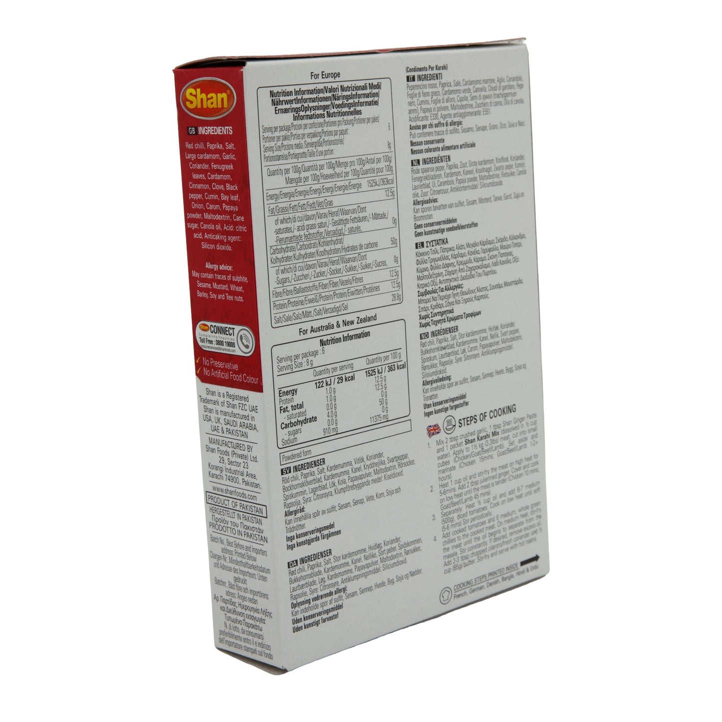 Kruidenmix Shan | Karahi | Voor vlees in tomatensaus | 50g