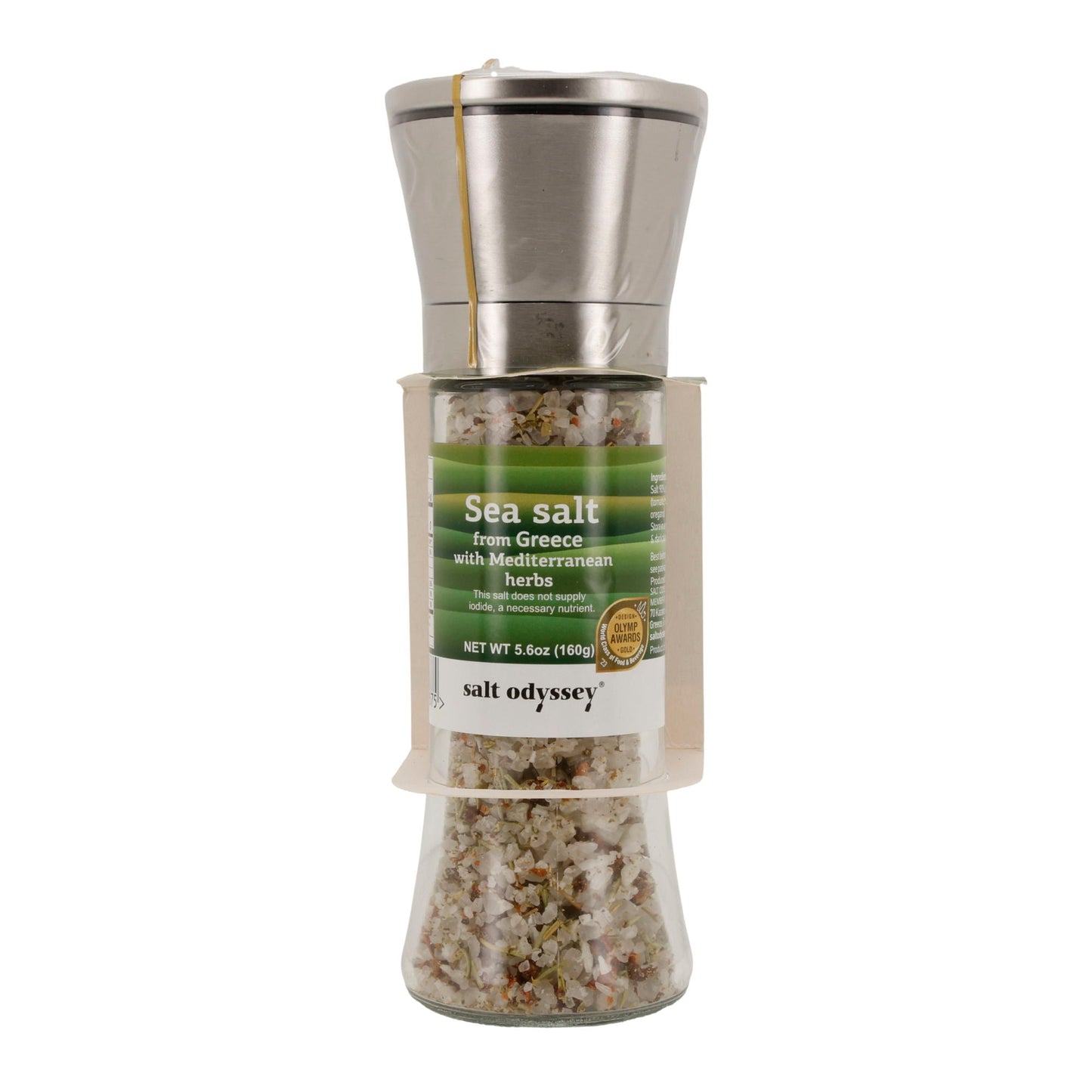 Gewürzmühle Salt Odyssey | Griechisches Meersalz mit mediterranen Kräutern | 160 g Mühle