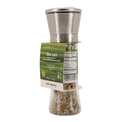Gewürzmühle Salt Odyssey | Griechisches Meersalz mit mediterranen Kräutern | 160 g Mühle