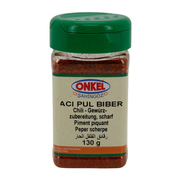 Gewürzzubereitung Onkel Acı Pul Biber | Gewürz | Scharfe Chili-Gewürzzubereitung | 130 g ONKEL