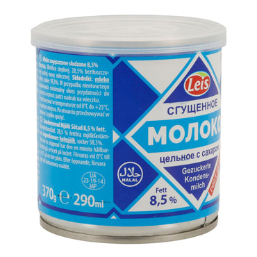 Gezuckerte Kondensmilch Leis | 8,5 % Fett | Cremig-süße Kondensmilch aus Vollmilch | 370 g (290 ml)