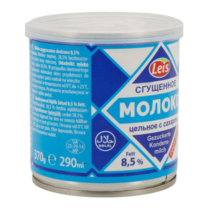 Gezuckerte Kondensmilch Leis | 8,5 % Fett | Cremig-süße Kondensmilch aus Vollmilch | 370 g (290 ml)