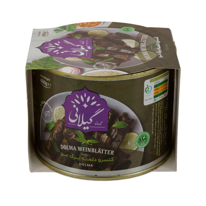 Gilani Dolma Weinblätter | Gefüllte Weinblätter mit Soja & Erbsen | 460 g | Orientalische Spezialität