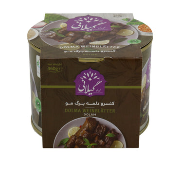 Gilani Dolma Weinblätter | Gefüllte Weinblätter mit Soja & Erbsen | 460 g | Orientalische Spezialität Espido