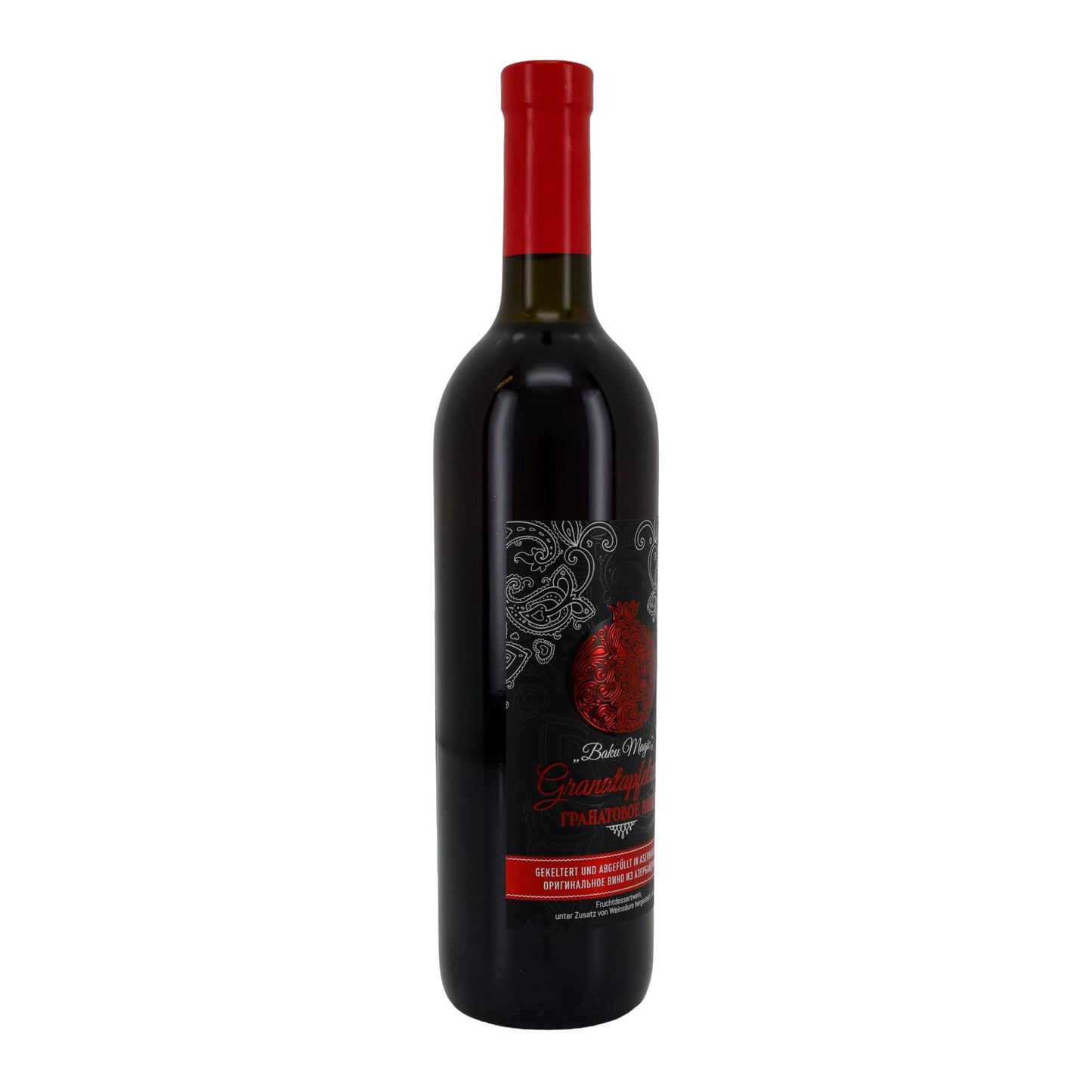 Vino di melograno Baku Magic | Vino di frutta | dall'Azerbaigian | bottiglia da 0,75 l (capsula rossa)