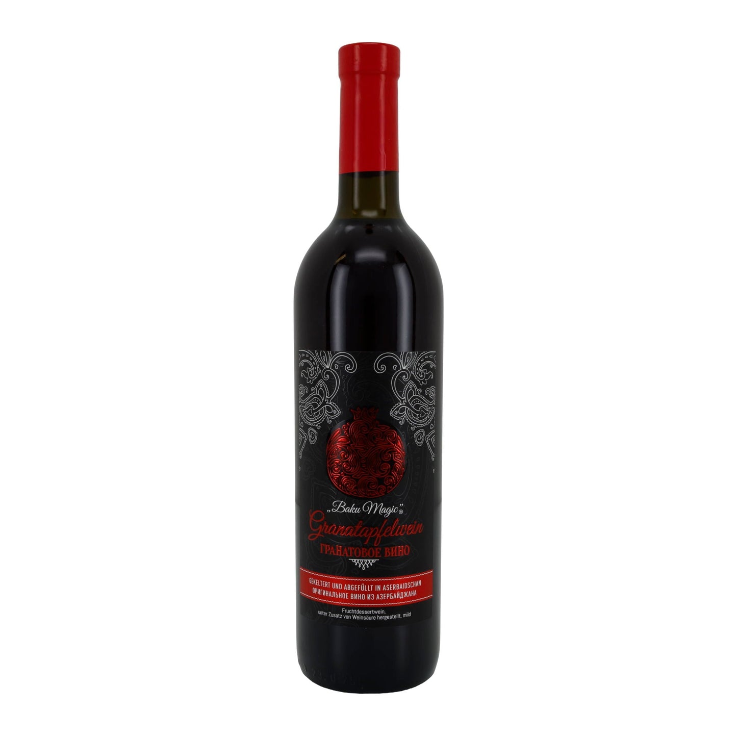 Vino di melograno Baku Magic | Vino di frutta | dall'Azerbaigian | bottiglia da 0,75 l (capsula rossa)