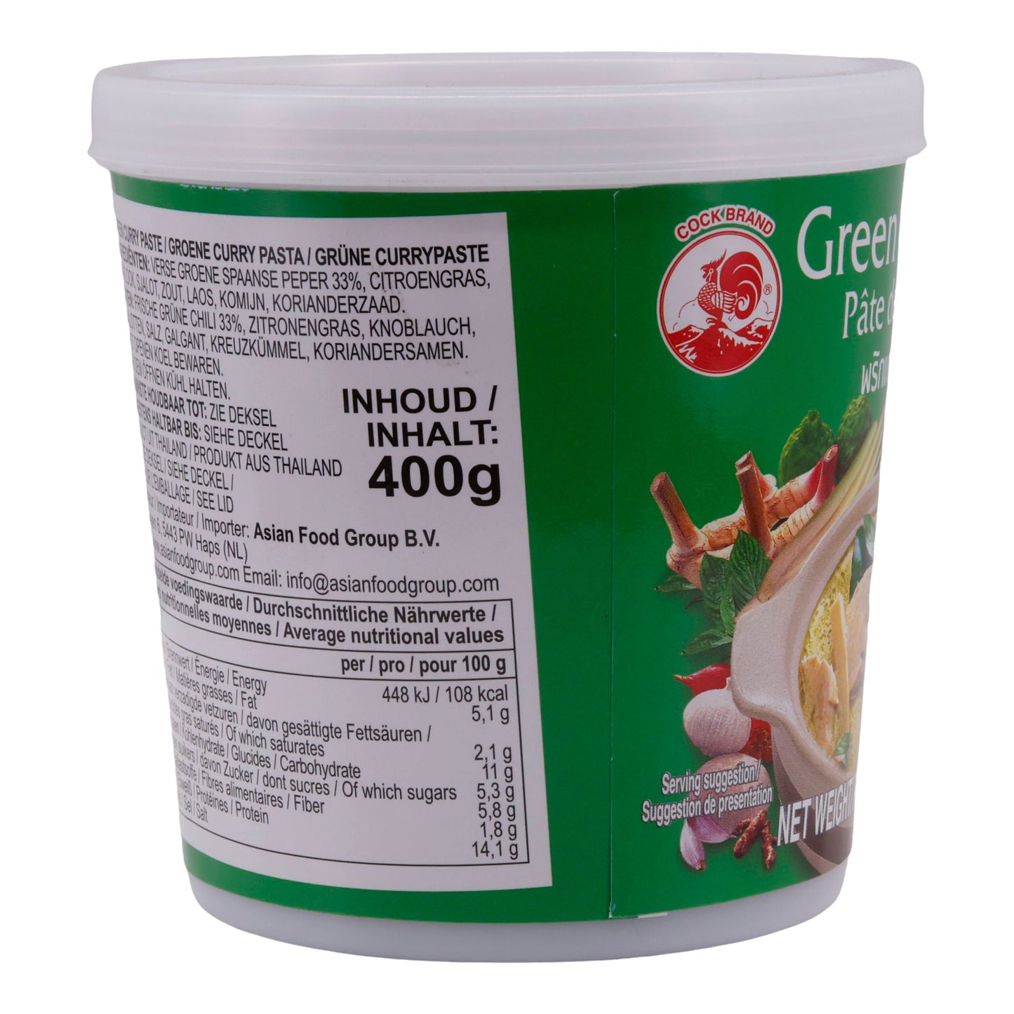Green Curry Paste Cock Brand | Thai | Aromatic and Vegan | 400 g
