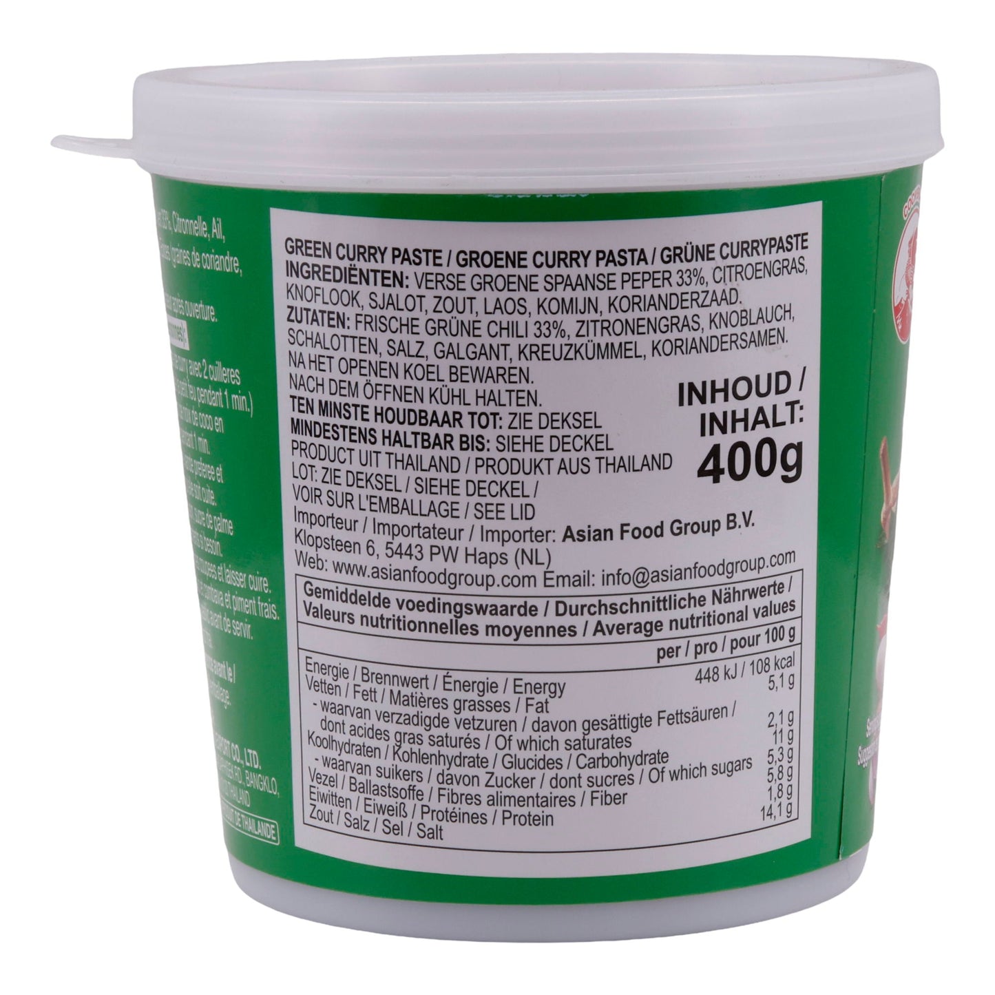 Green Curry Paste Cock Brand | Thai | Aromatic and Vegan | 400 g