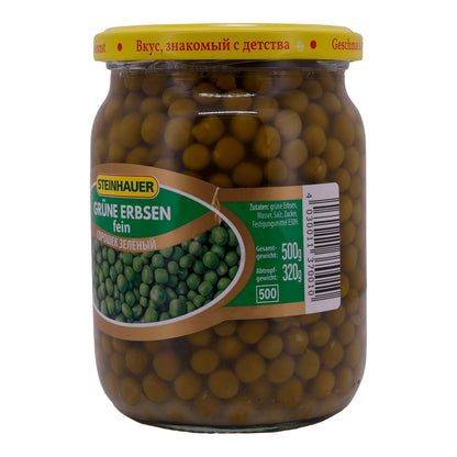 Pois verts Steinhauer | Fin | Goût naturel, emballage en verre de haute qualité | 500 g