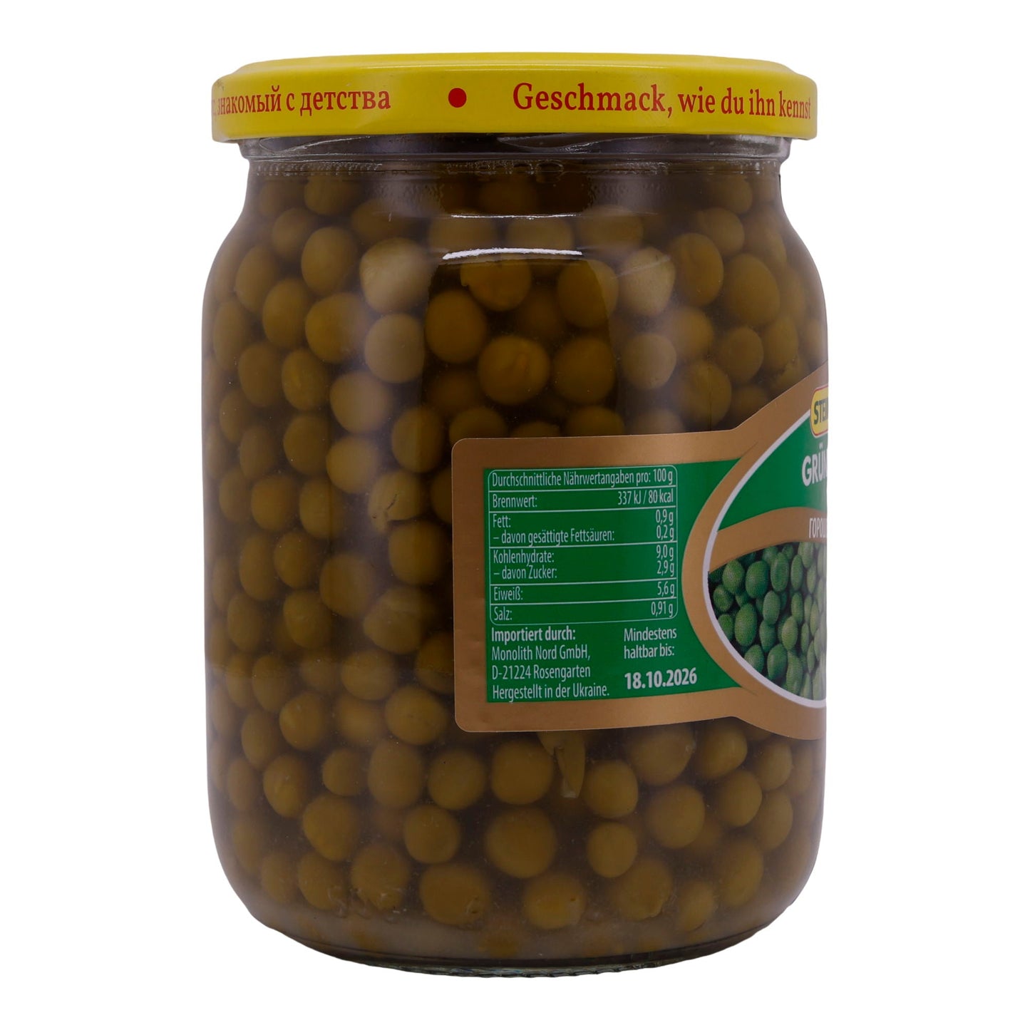 Pois verts Steinhauer | Fin | Goût naturel, emballage en verre de haute qualité | 500 g