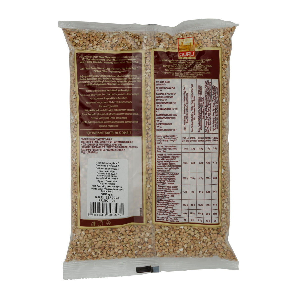 Grüner Buchweizen Duru | Green Buckwheat | Für gesunde und vielseitige Gerichte | 900 g DURU