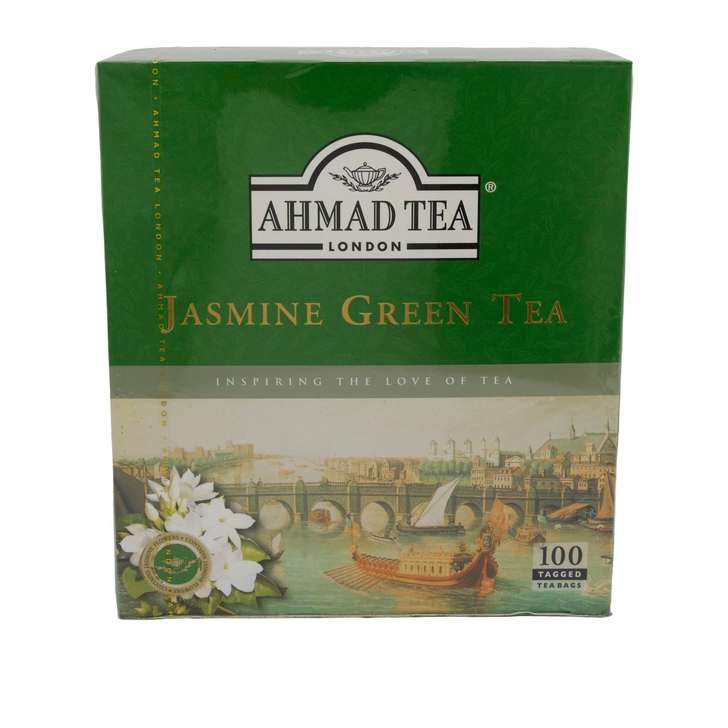 Tè Verde Ahmad Tea Jasmine Green Tea | di alta qualità con aroma floreale di gelsomino | 100 bustine di tè | 200 g