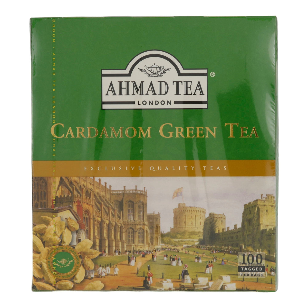 Grüntee Ahmad Tea | Cardamom Green Tea | Würzig-aromatisch mit Kardamom | 100 Teebeutel | 200g AHMAD TEA