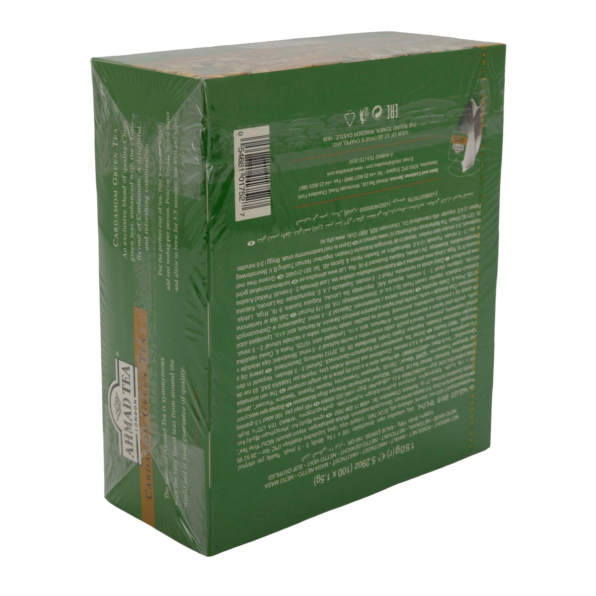 Grüntee Ahmad Tea | Cardamom Green Tea | Würzig-aromatisch mit Kardamom | 100 Teebeutel | 200g AHMAD TEA