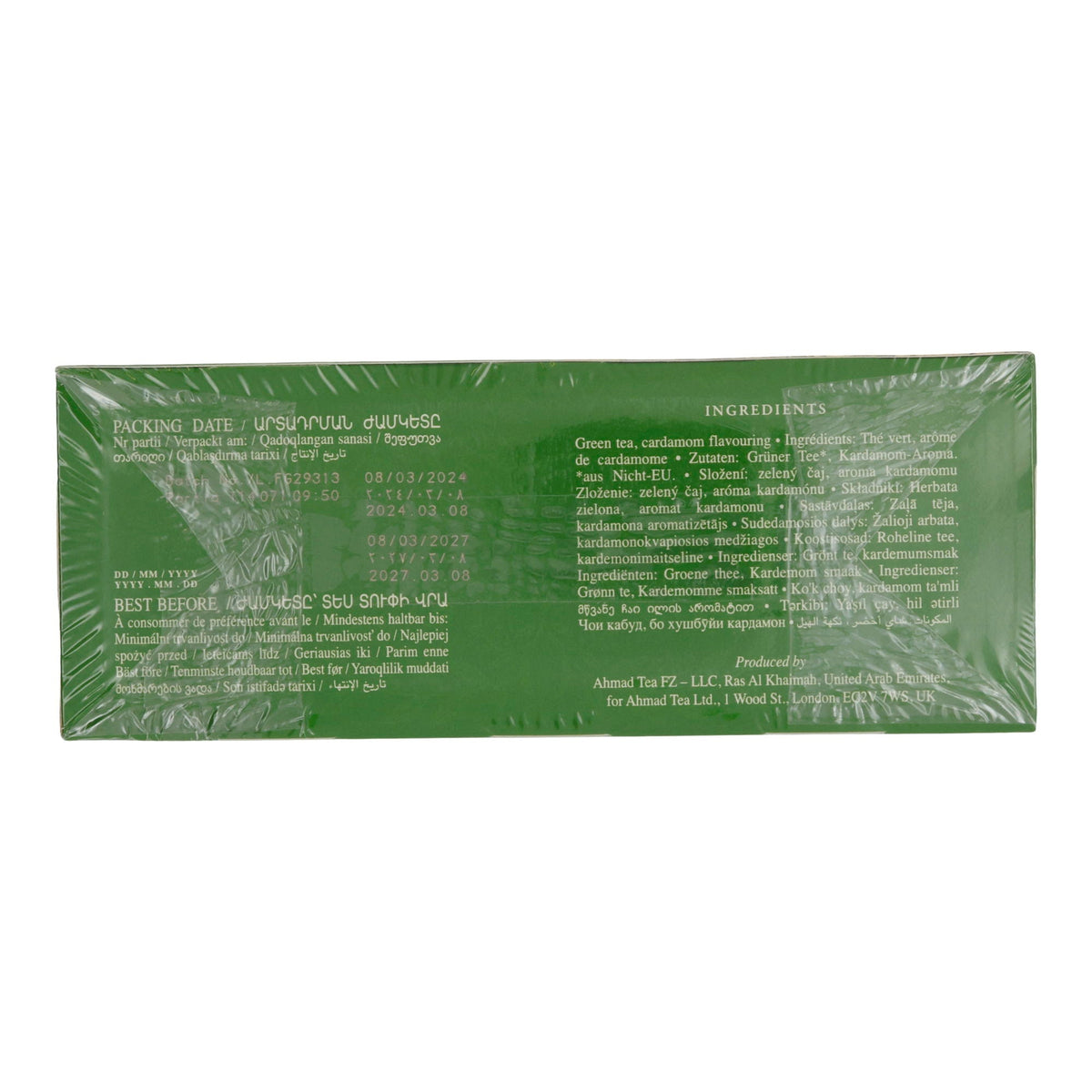 Grüntee Ahmad Tea | Cardamom Green Tea | Würzig-aromatisch mit Kardamom | 100 Teebeutel | 200g AHMAD TEA