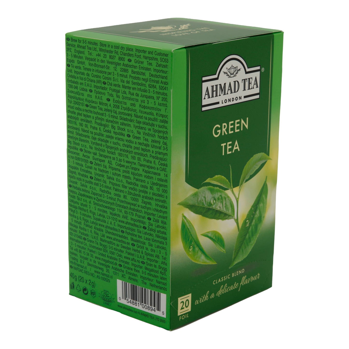 Grüntee Ahmad Tea | Green Tea | Klassischer Grüner Tee | Reine Teemischung ohne Zusatzstoffe | 20 Teebeutel