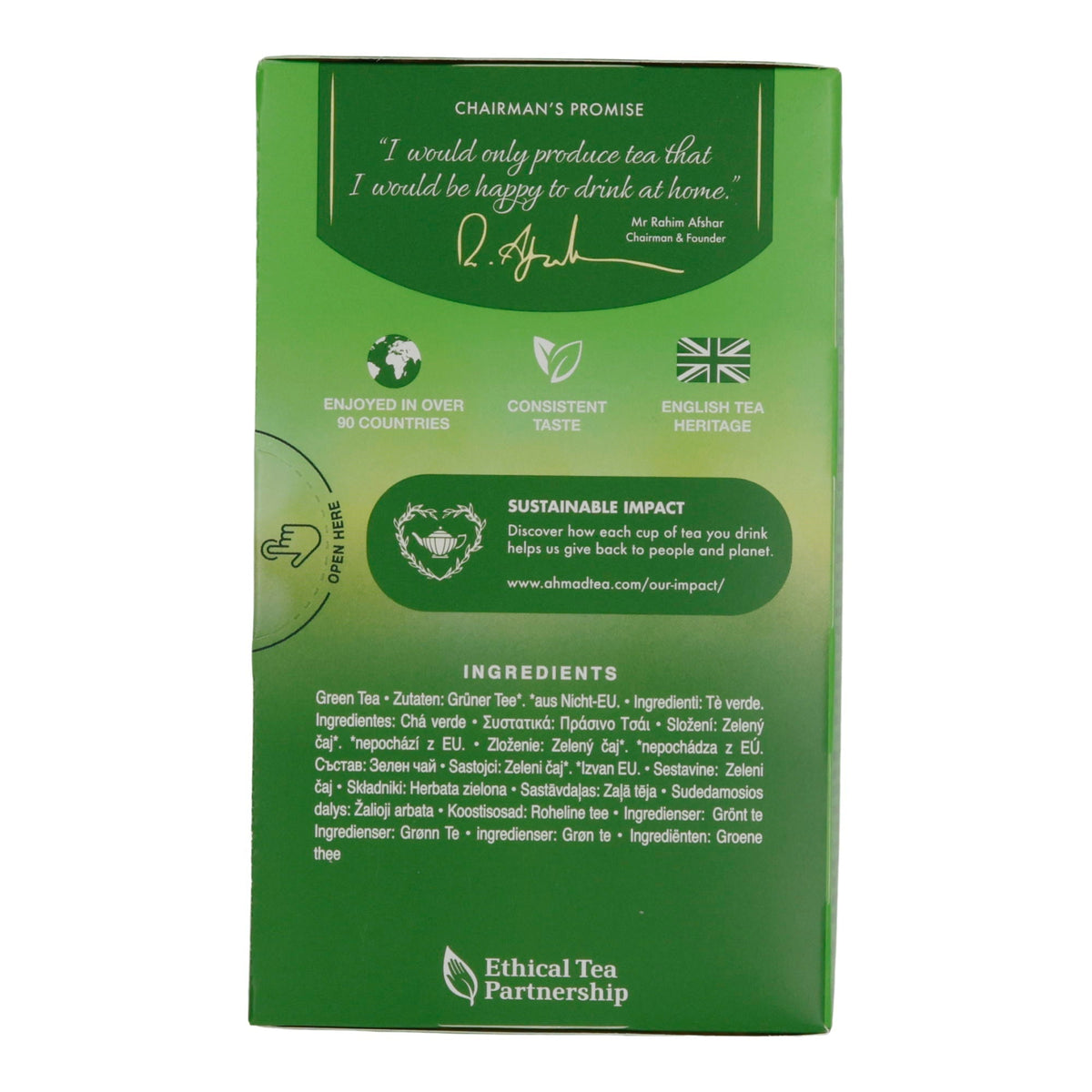 Grüntee Ahmad Tea | Green Tea | Klassischer Grüner Tee | Reine Teemischung ohne Zusatzstoffe | 20 Teebeutel AHMAD TEA