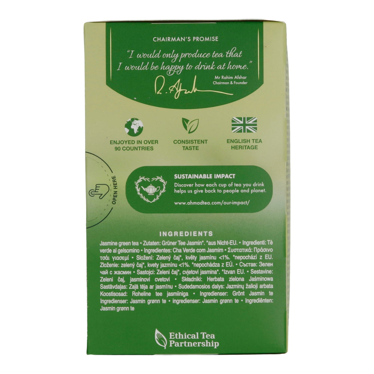 Grüntee Ahmad Tea | Jasmine Green Tea | Grüner Tee mit Jasminblüten | 20 Teebeutel AHMAD TEA