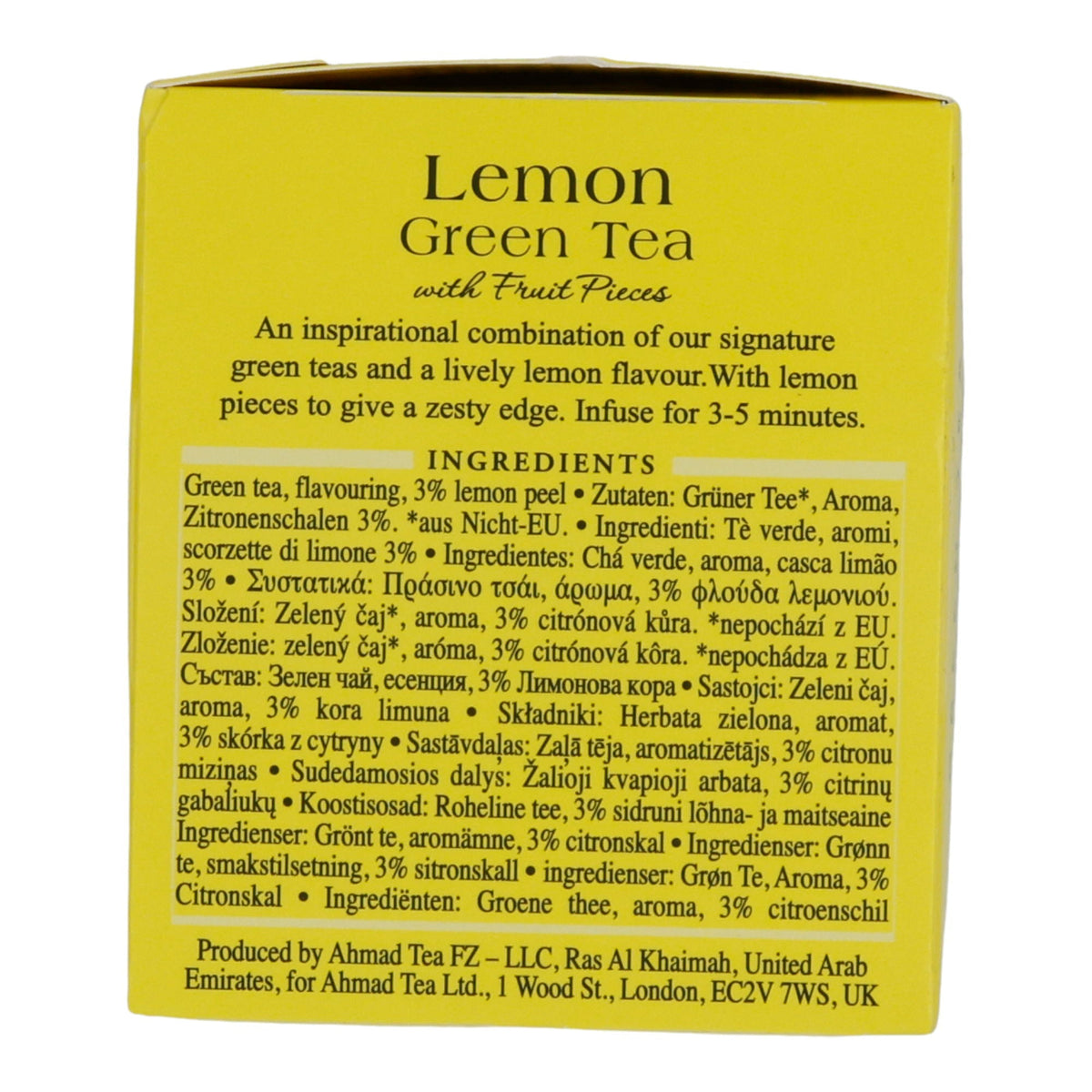 Grüntee Ahmad Tea | Lemon Green Tea | Aromatisierter Grüner Tee mit Zitronenschalen | 20 Teebeutel AHMAD TEA
