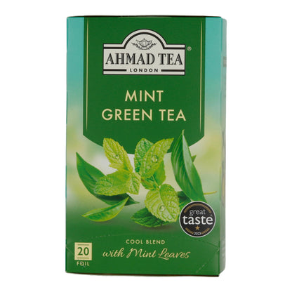 Grüntee Ahmad Tea | Mint Green Tea | Mit Minzblättern | 20 Teebeutel | Frisch & Aromatisch