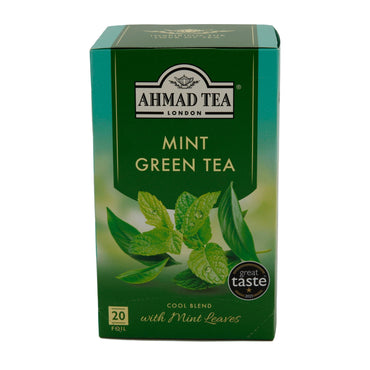 Grüntee Ahmad Tea | Mint Green Tea | Mit Minzblättern | 20 Teebeutel | Frisch & Aromatisch AHMAD TEA