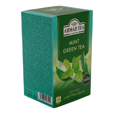 Grüntee Ahmad Tea | Mint Green Tea | Mit Minzblättern | 20 Teebeutel | Frisch & Aromatisch AHMAD TEA