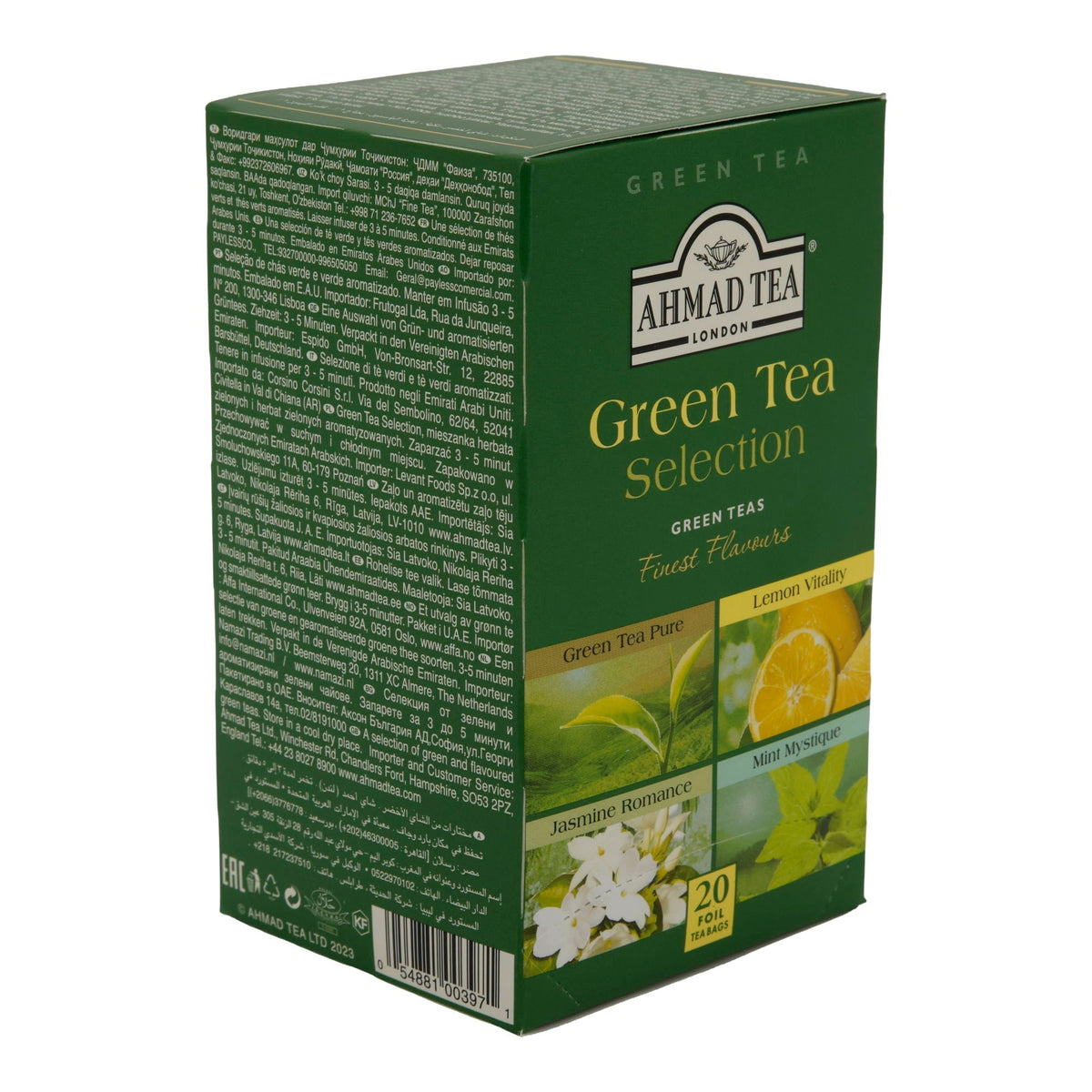 Grüntee-Auswahl Ahmad Tea | Green Tea Selection | 4 Sorten | 20 Teebeutel | Probierbox
