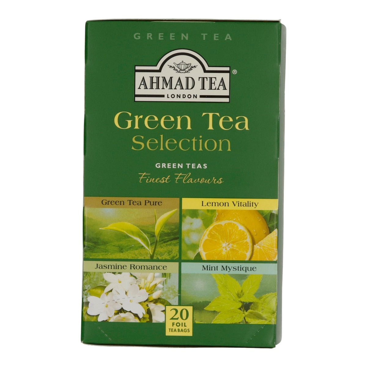Grüntee-Auswahl Ahmad Tea | Green Tea Selection | 4 Sorten | 20 Teebeutel | Probierbox AHMAD TEA