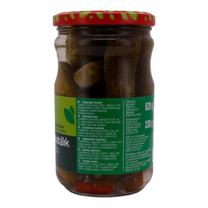 Gurken Selin | Cornichons au vinaigre | Avec ail & paprika | 620g