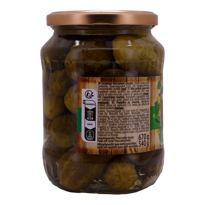 Cornichons Zakoska | Mini-cornichons Hrustiki | Croquants, finement assaisonnés | 670g