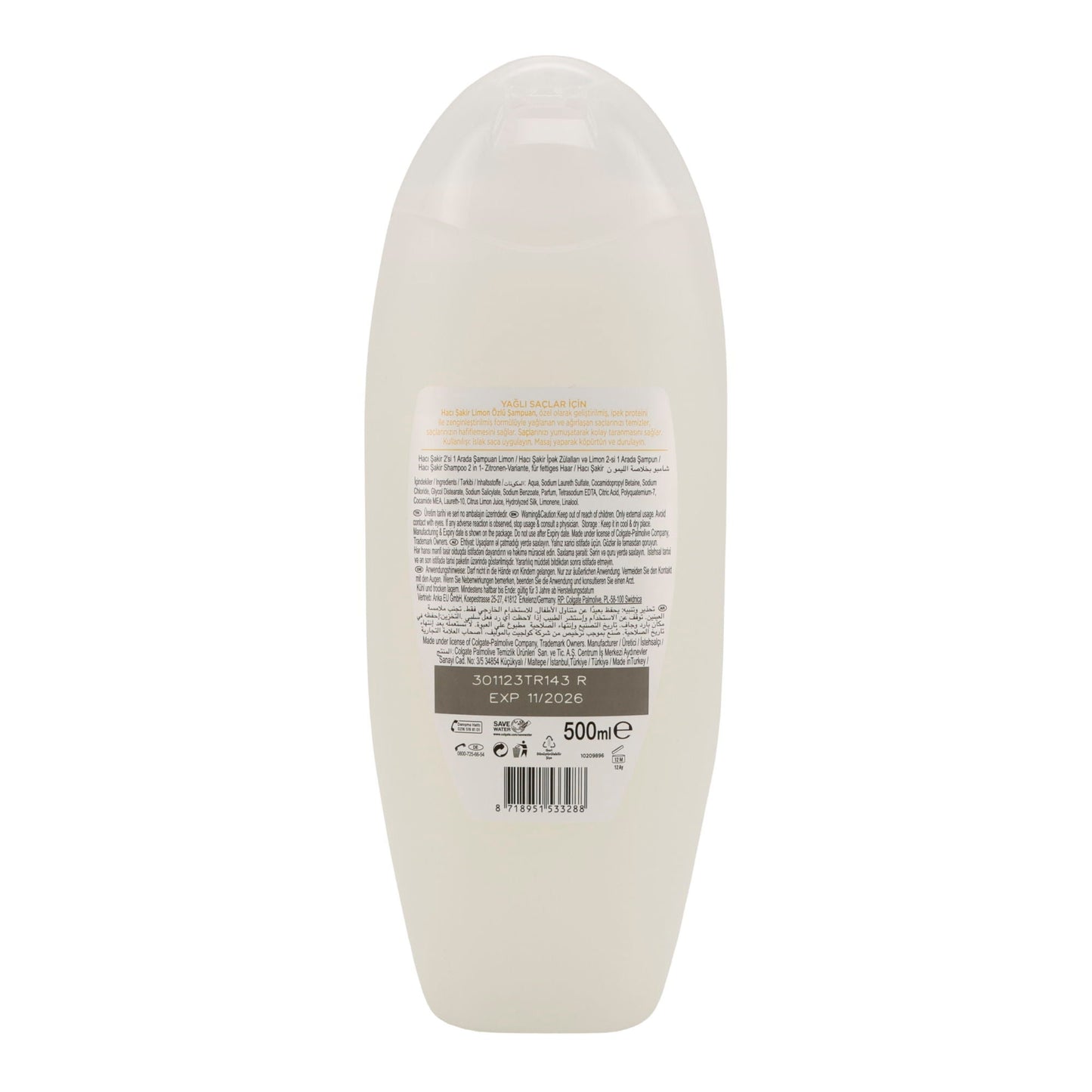 Haci Şakir Shampoo & Spülung 2in1 | Zitrone | Für fettiges Haar | 500 ml