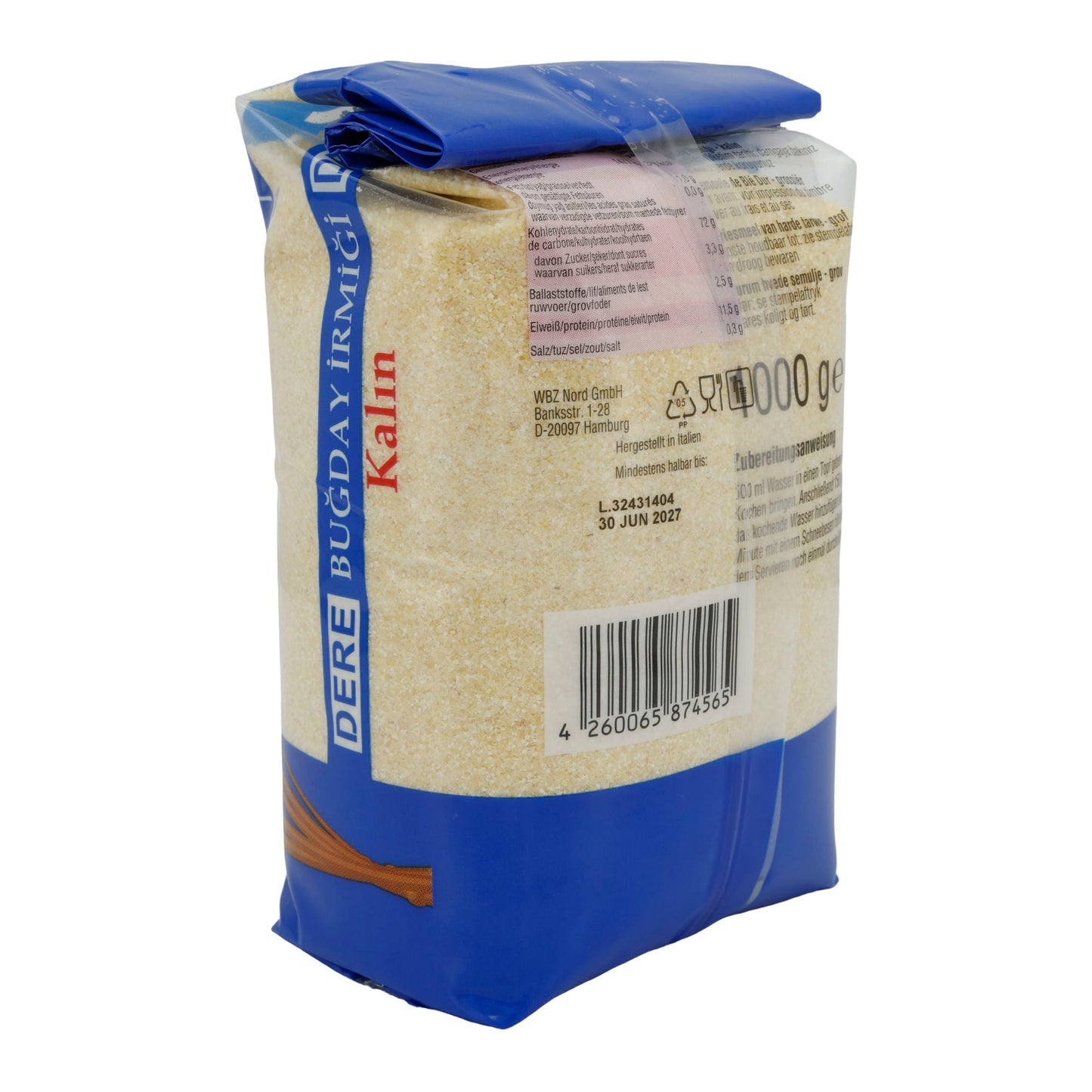 Semola di grano duro grossolana Dere | Farina | Ideale per piatti vari | 1000g